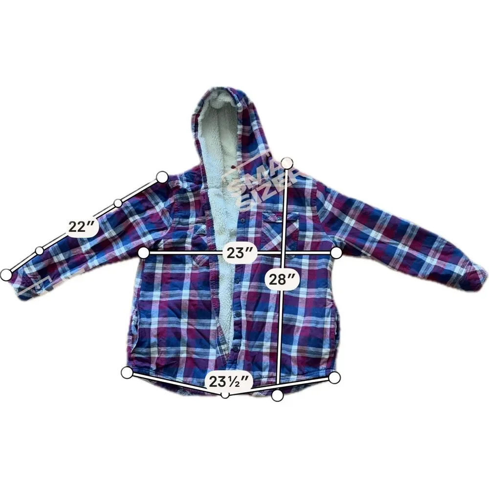 Boston Traders Jacket 2XL Red Plaid Sherpa Lined Flannel Casual Hoodie Women’s - Picture 3 of 6